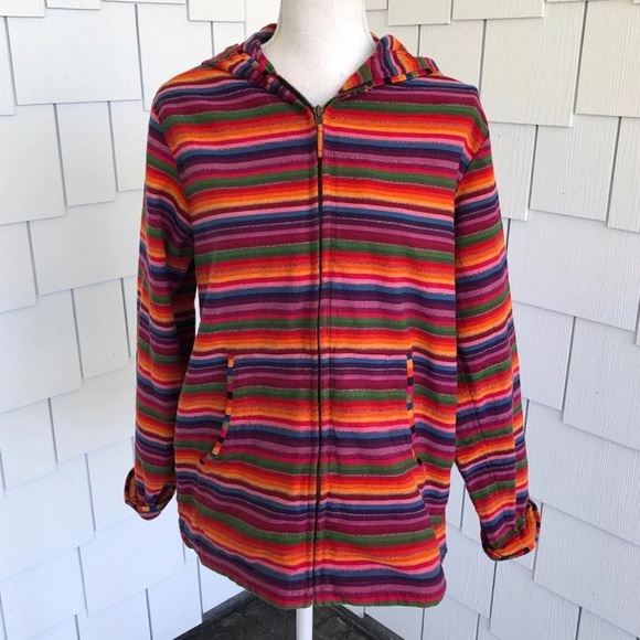 Rainbow Striped Zip-up Hoodie - Picture 3 of 16